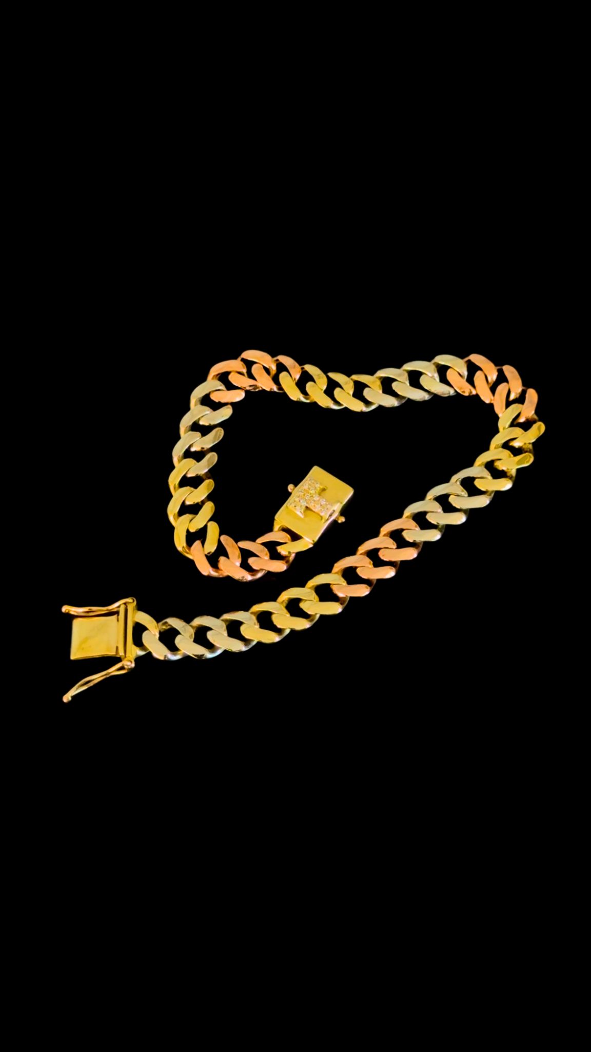 Custom Three Tone 14K Solid Gold Cuban Link By OakTLV