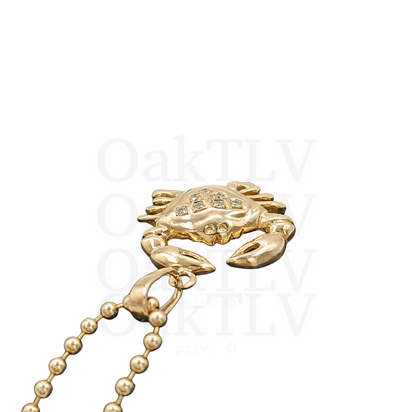 Custom 14k Solid Gold Crab Pendant By OakTLV